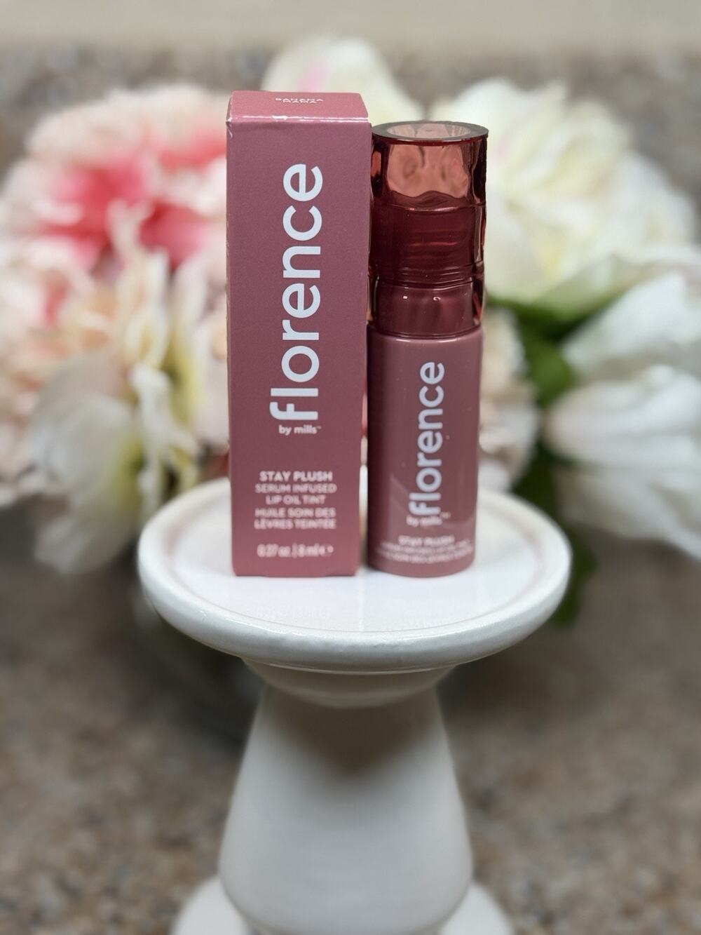 florence by mills Stay Plush Serum-Infused Lip Oil Tint, Bahama Mama 0.27